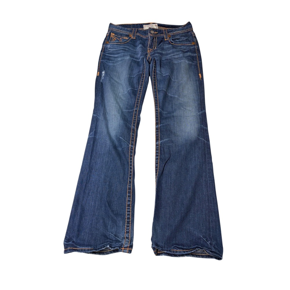 Big Star Sophie Low Rise Flare Jeans Blue Contrast Stitch 30R L32 9WSOPMB06T
